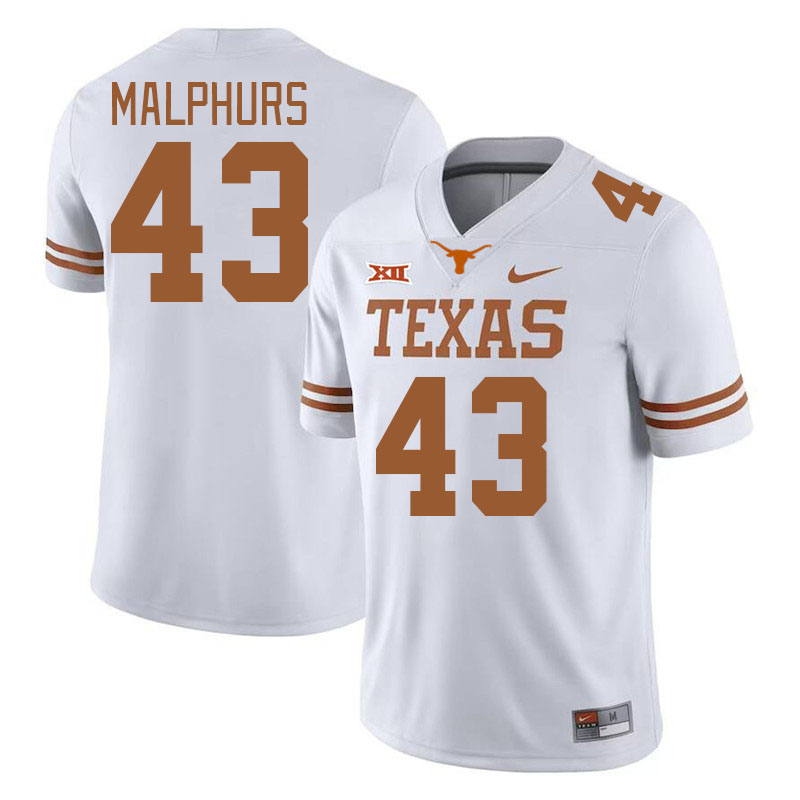 Men #43 Reed Malphurs Texas Longhorns College Football Jerseys Stitched Sale-Black